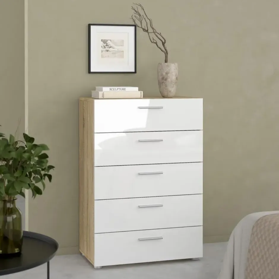 Ladekast Naturel/Wit Hoogglans - 102x40x102cm - Pepe