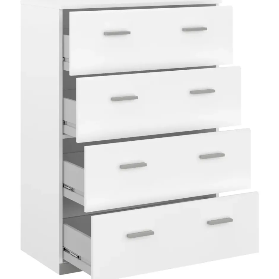 Ladekast Timo 4 lades - wit - 106,3x76,5x39,8 cm