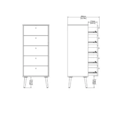 Ladekast Wit - 50x39x120cm - Bodo