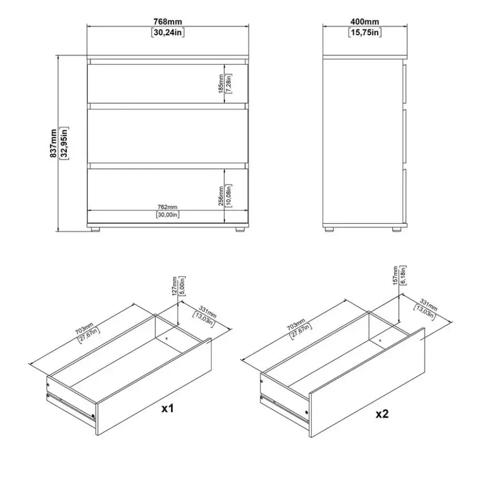 Ladekast Wit - 80x40x85cm - Nova