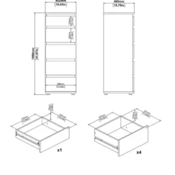 Ladekast Wit - 40x40x105cm - Nova