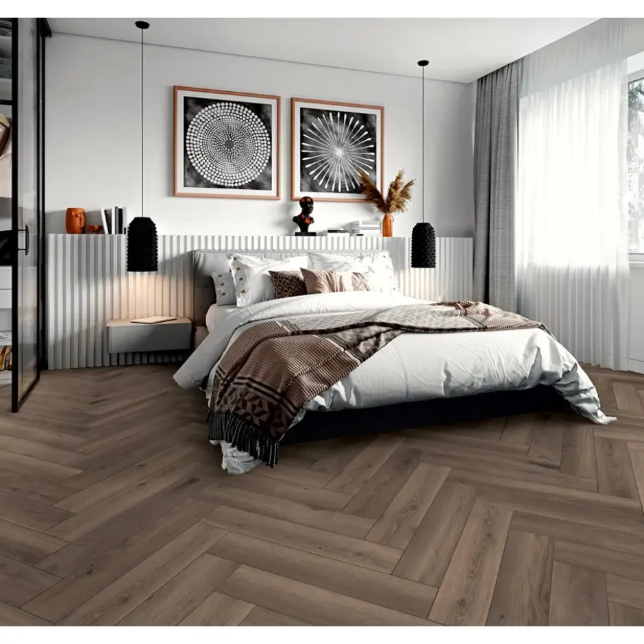 Laminaat Herringbone - visgraat donker eiken