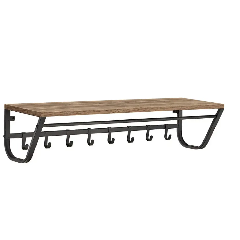 Lange Kapstok voor de Muur of Wand - 90 cm Lang - Essenhout bruin