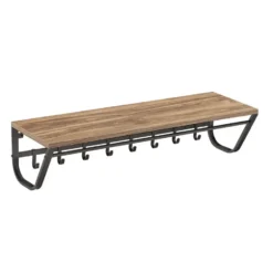 Lange Kapstok voor de Muur of Wand - 90 cm Lang - Essenhout bruin