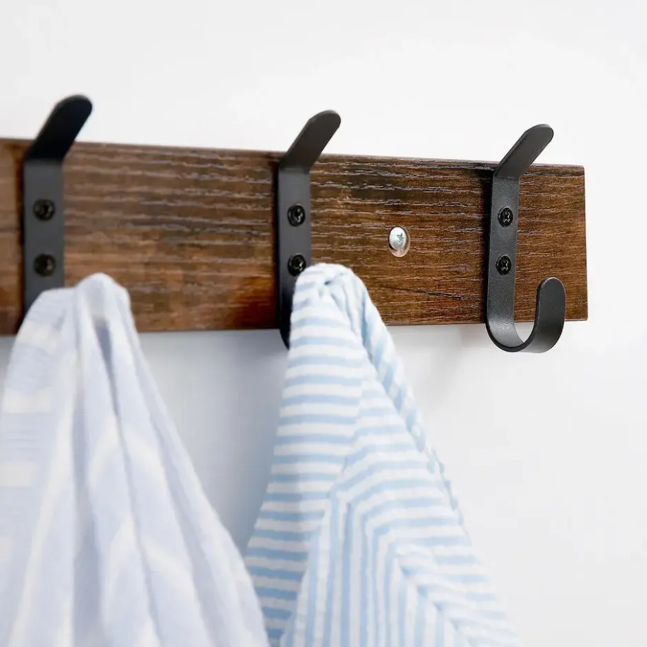 Lange Muur Kapstok - Retro School Kapstok - Bruin - 88 cm Lang
