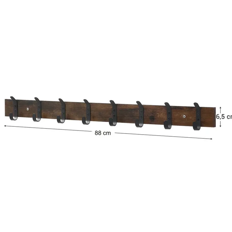 Lange Muur Kapstok - Retro School Kapstok - Bruin - 88 cm Lang