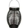 Lantaarn - solar - tuinverlichting - zwart - met vlameffect - 19 cm