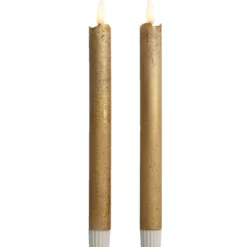 LED dinerkaarsen goudkleurig 25 cm - 2 stuks