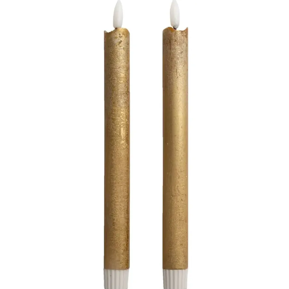 LED dinerkaarsen goudkleurig 25 cm - 2 stuks