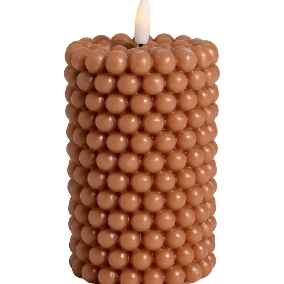 LED kaars Bubble - bruin - Ø8 cm