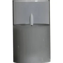 Led kaars in glas - grijs - 12,5xØ7,5 cm