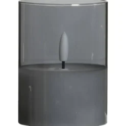 Led kaars in glas - grijs - 10xØ7,5 cm