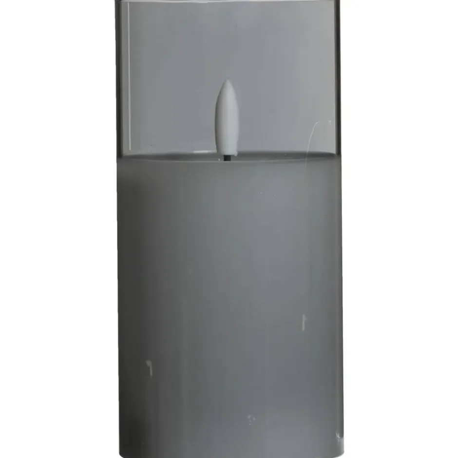 Led kaars in glas - grijs - 15xØ7,5 cm