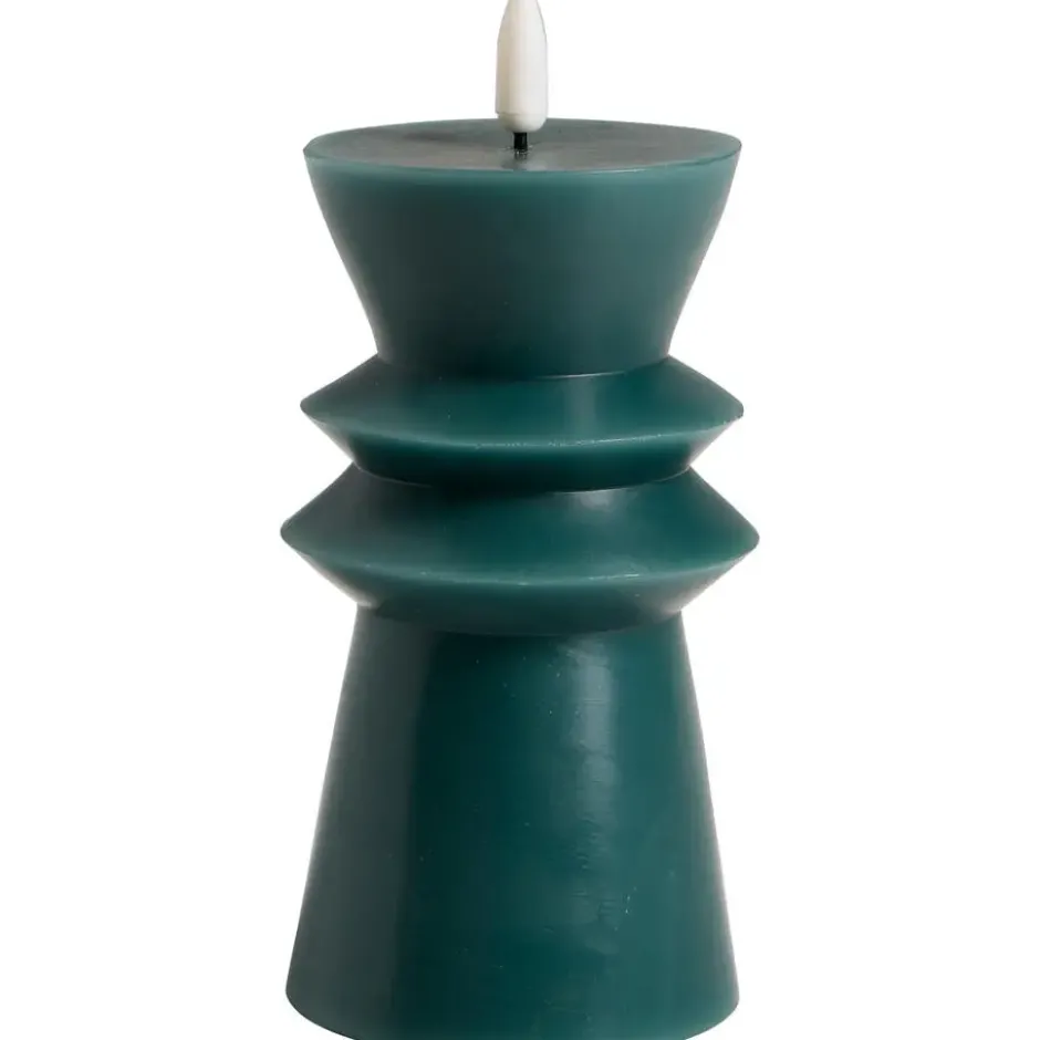 LED kaars Pillar - groen - 15xØ7,5 cm
