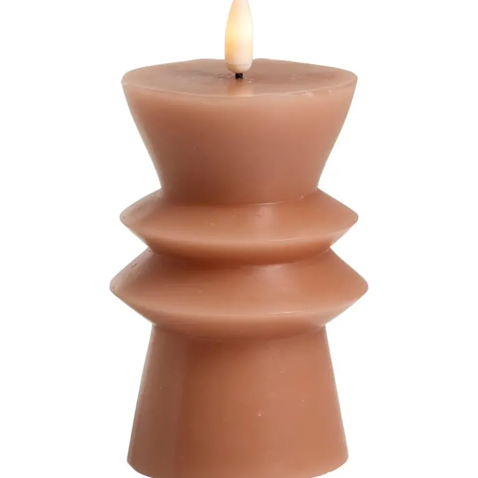 LED kaars Pillar - roze - 12,5xØ7,5 cm