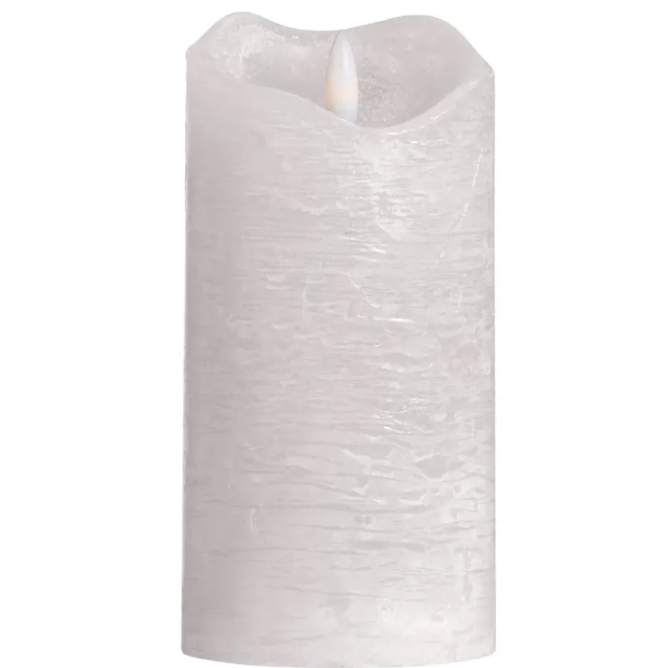 LED Kaars Rustiek - lichtgrijs - 15xØ7,6 cm