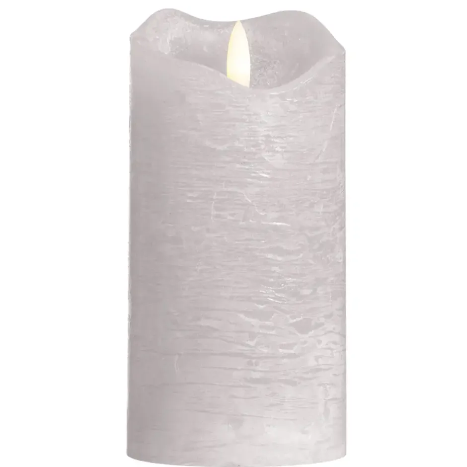 LED Kaars Rustiek - lichtgrijs - 15xØ7,6 cm