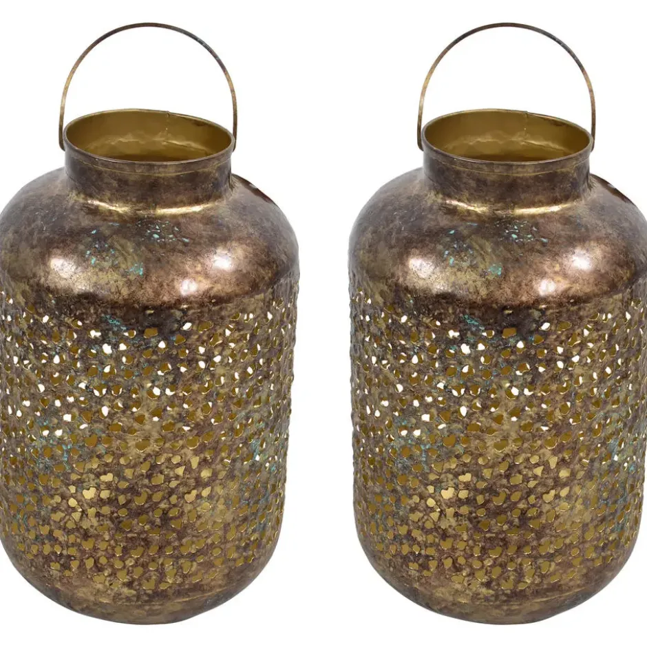Lesi Living Lantaarn/windlicht - Oosters - metaal - 20 x 32 cm