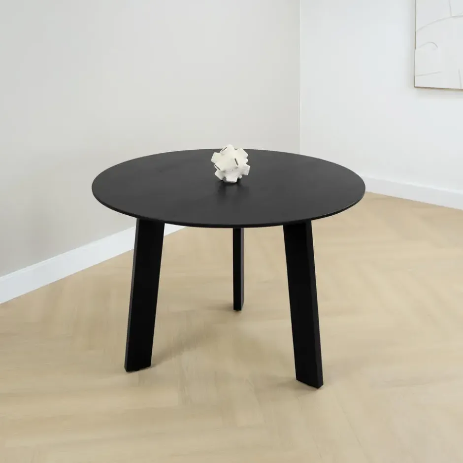 Lewis & Loft Eettafel Lien - FSC® mangohout - Rond - ø105 cm - Zwart