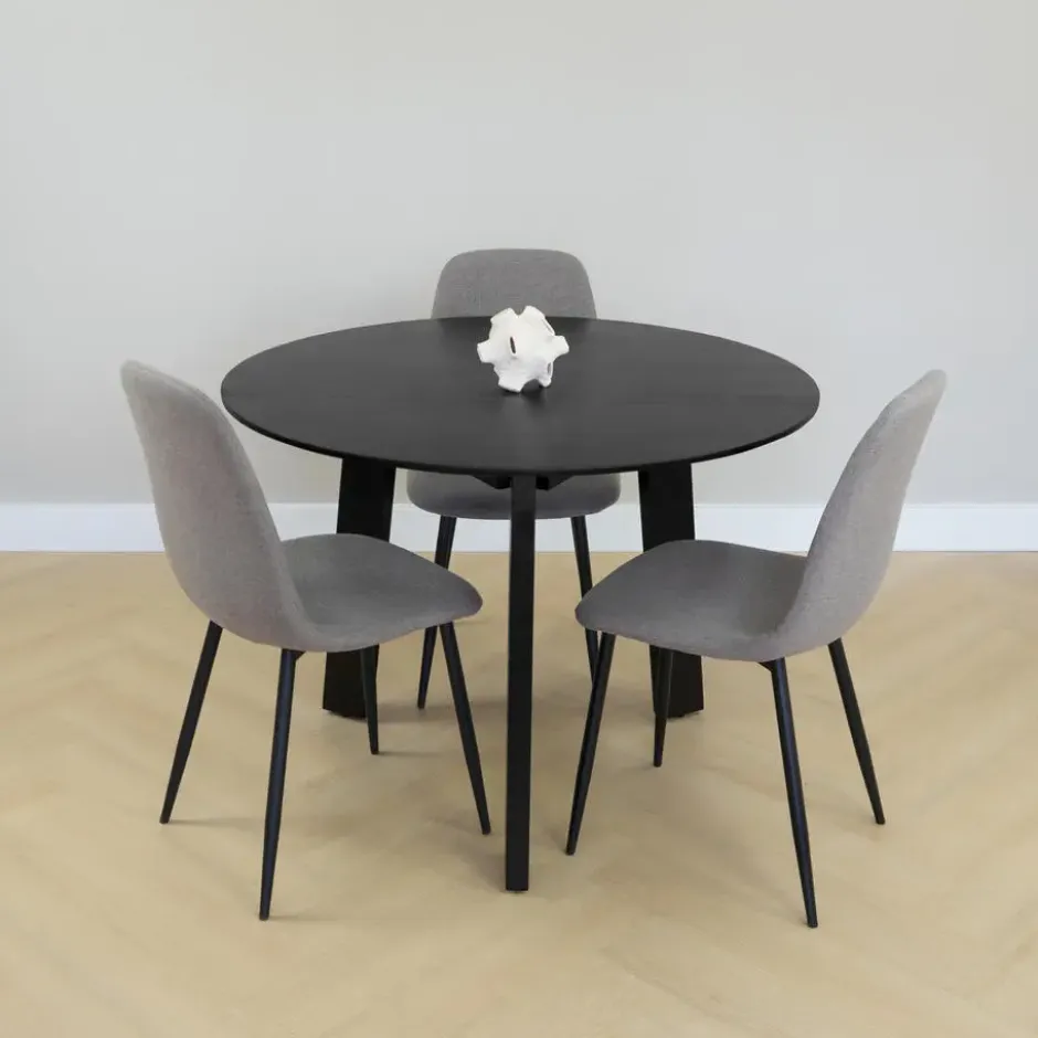 Lewis & Loft Eettafel Lien - FSC® mangohout - Rond - ø105 cm - Zwart