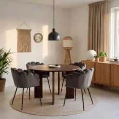 Lewis & Loft Eettafel Lila -Rond ⌀120 - FSC® mangohout - Walnoot bruin