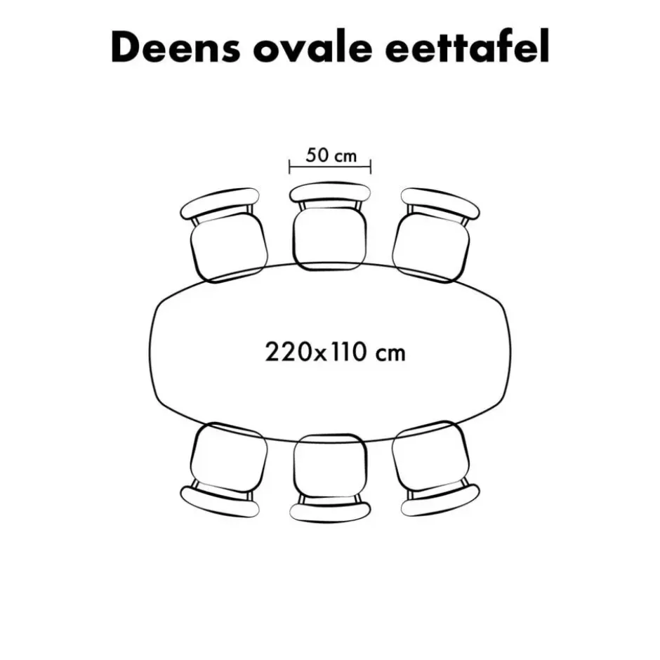 Lewis & Loft Eettafel Luna – Deens ovaal – 220 x 110 cm – Naturel