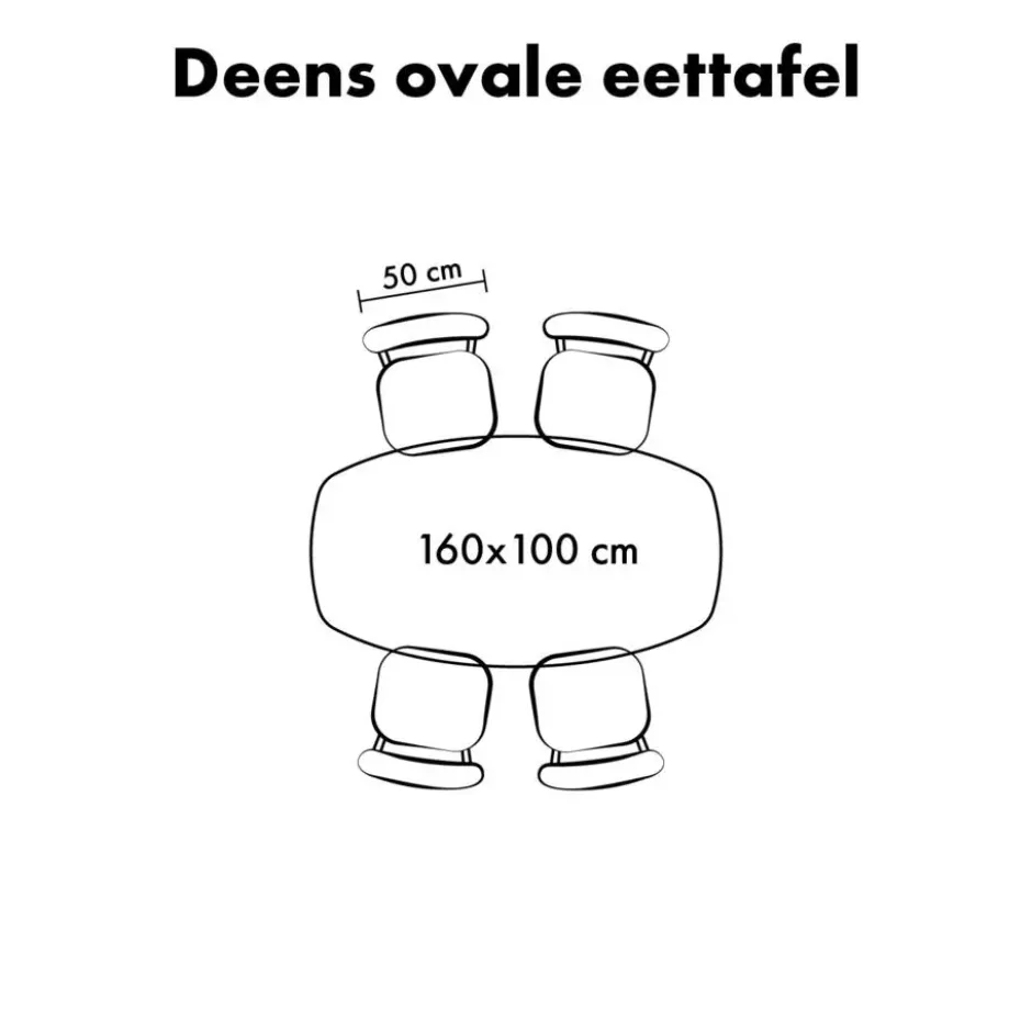 Lewis & Loft Eettafel Luna – Deens ovaal – 160 x 100 cm – Bruin