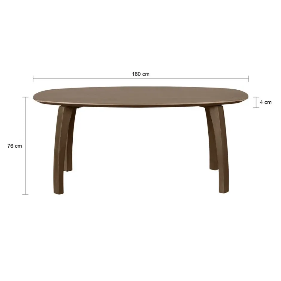Lewis & Loft Eettafel Luna – Deens ovaal – 180 x 100 cm – Bruin