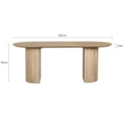 Lewis & Loft Eettafel Lynn - Ovaal - Mangohout - 200x90cm - Naturel