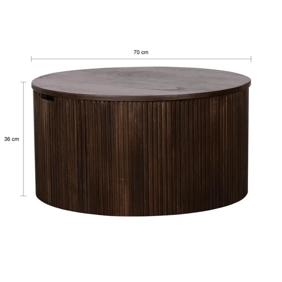 Lewis & Loft Salontafel Lonne - FSC® mangohout - ⌀70cm - Walnoot bruin