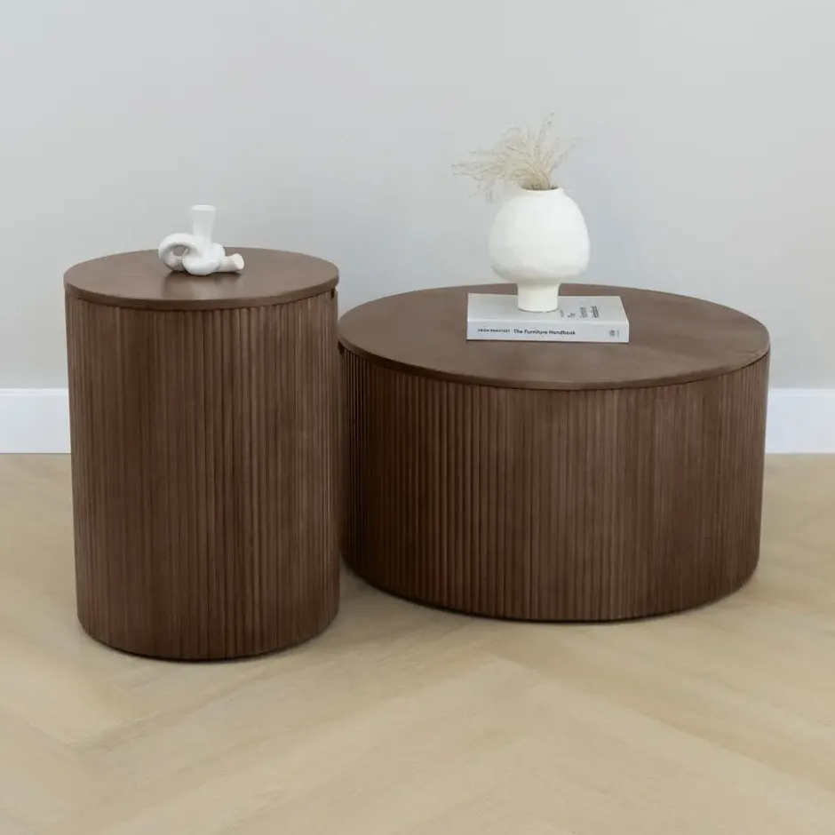 Lewis & Loft Salontafel Lonne - FSC®- Met opbergruimte - ⌀70cm - Bruin