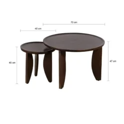 Lewis & Loft Salontafel Luuk - FSC® - Walnoot bruin - Set van 2