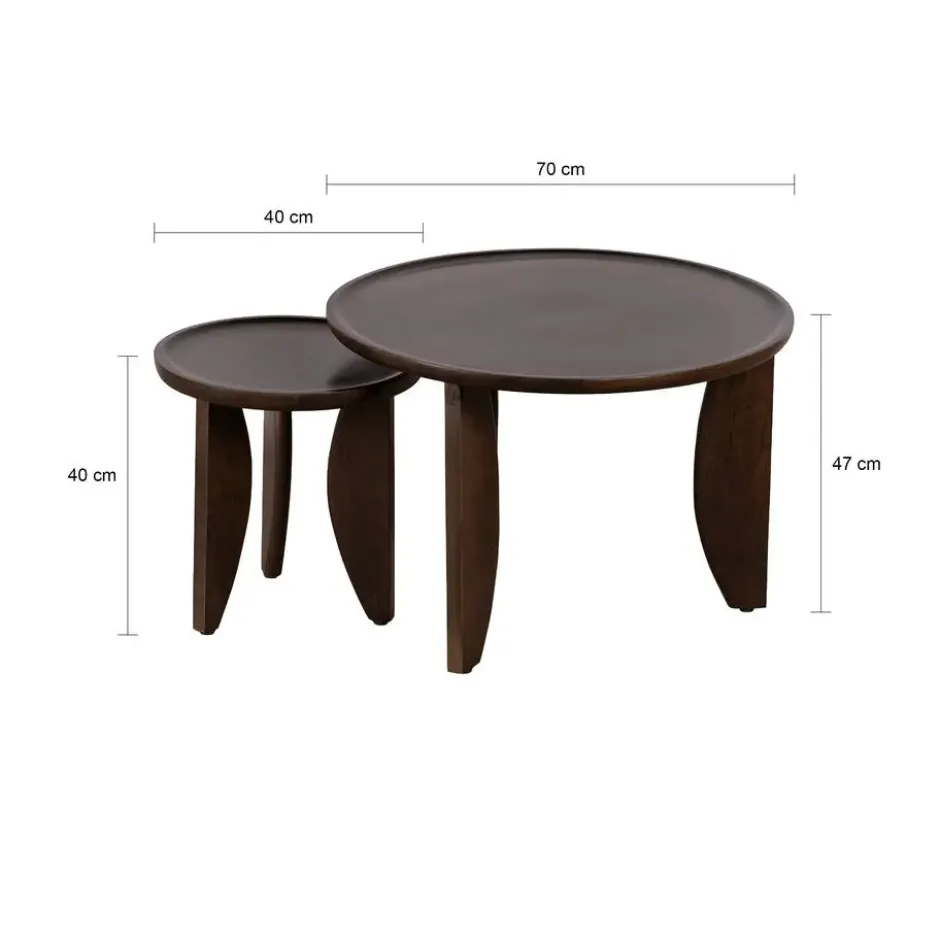 Lewis & Loft Salontafel Luuk - FSC® - Walnoot bruin - Set van 2
