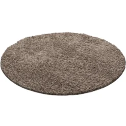 Life Basic Shaggy Rond Vloerkleed Hoogpolig Caramel - 160 CM Ø