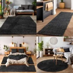 Life Basic Shaggy Vloerkleed Hoogpolig Antraciet - 200x290 CM