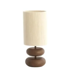Light & Living - Danialo tafellamp ø22x50,5 cm hout - bruin+crème