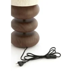 Light & Living - Danialo tafellamp ø22x67,5 cm hout - bruin+crème