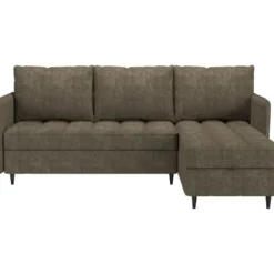 Lindhus - Bank met chaise longue omkeerbaar in stof bruin