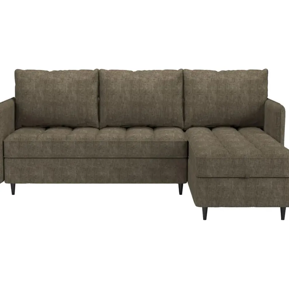 Lindhus - Bank met chaise longue omkeerbaar in stof bruin