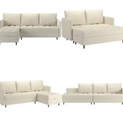 Lindhus - Bank met chaise longue omkeerbaar in stof bruin