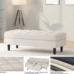 Lindhus-Pouf in corduroycrème