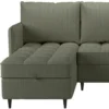Lindhus-Slaapbank 3-zits - Opbergruimte - Omkeerbare Chaise -groen