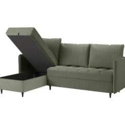 Lindhus-Slaapbank 3-zits - Opbergruimte - Omkeerbare Chaise -groen