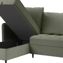 Lindhus-Slaapbank 3-zits - Opbergruimte - Omkeerbare Chaise -groen