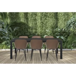Lisomme Vinn tuintafel zwart - 205 x 90 cm