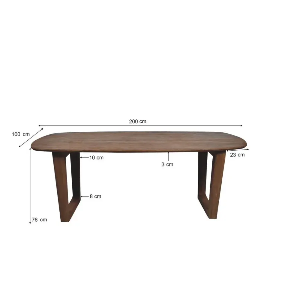Livingfurn - Eetkamertafel Cortez - Bruin - Mangohout - 200 cm