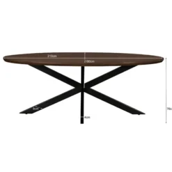 Livingfurn - Eetkamertafel Jesper Oval Brown 210 cm - Mangohout / Gecoat Staal