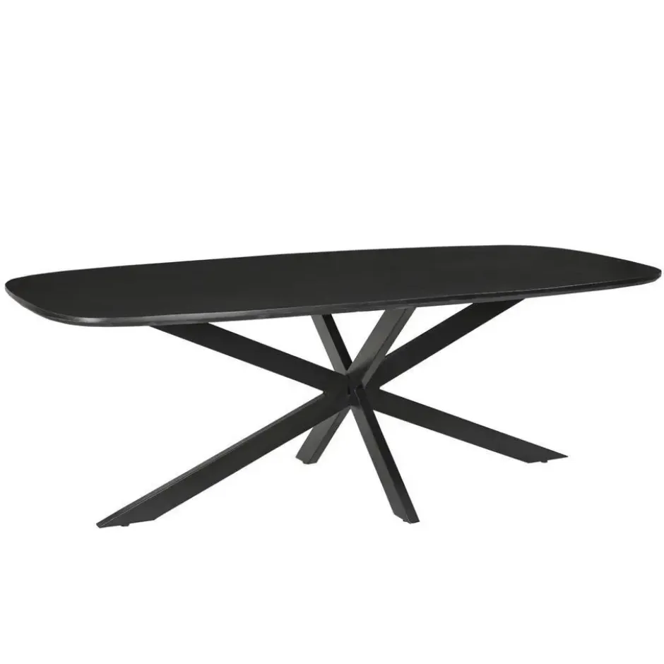 Livingfurn - Eetkamertafel Jesper Deens Ovaal Zwart 210cm - Mangohout