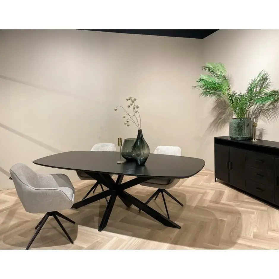 Livingfurn - Eetkamertafel Jesper Deens Ovaal Zwart 210cm - Mangohout