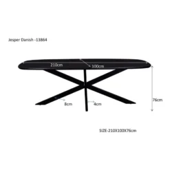 Livingfurn - Eetkamertafel Jesper Deens Ovaal Zwart 210cm - Mangohout